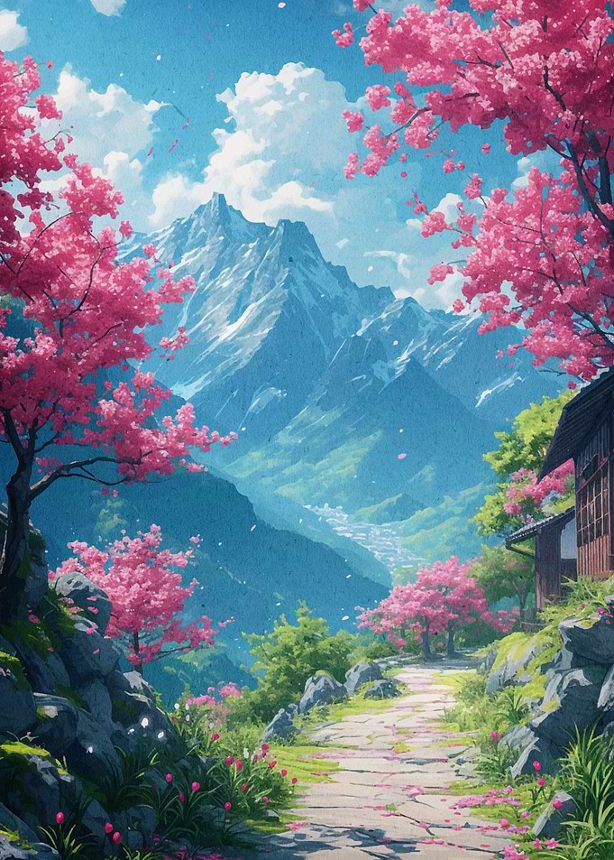 Cherry Blossom Landscape