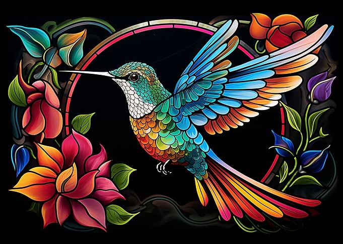 Stained Glass Hummingbird