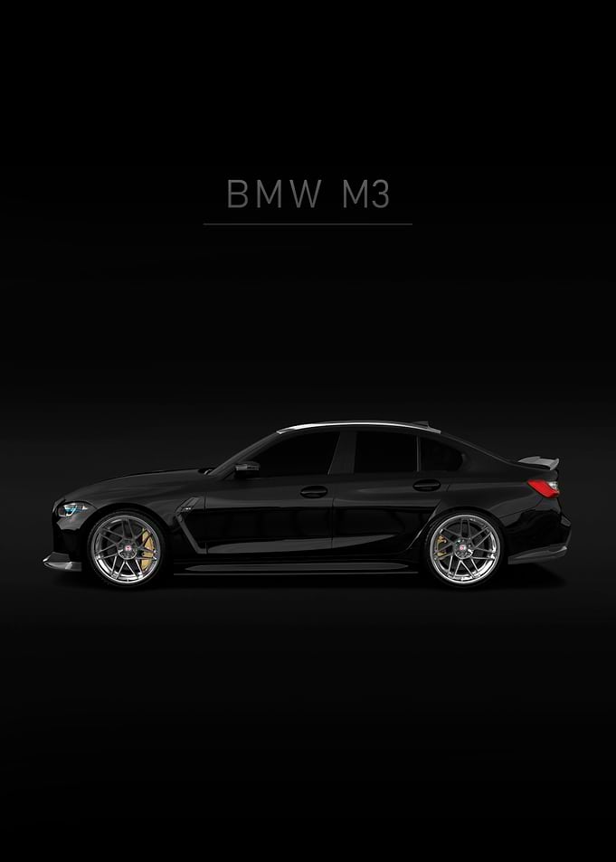 black bmw m3 art poster