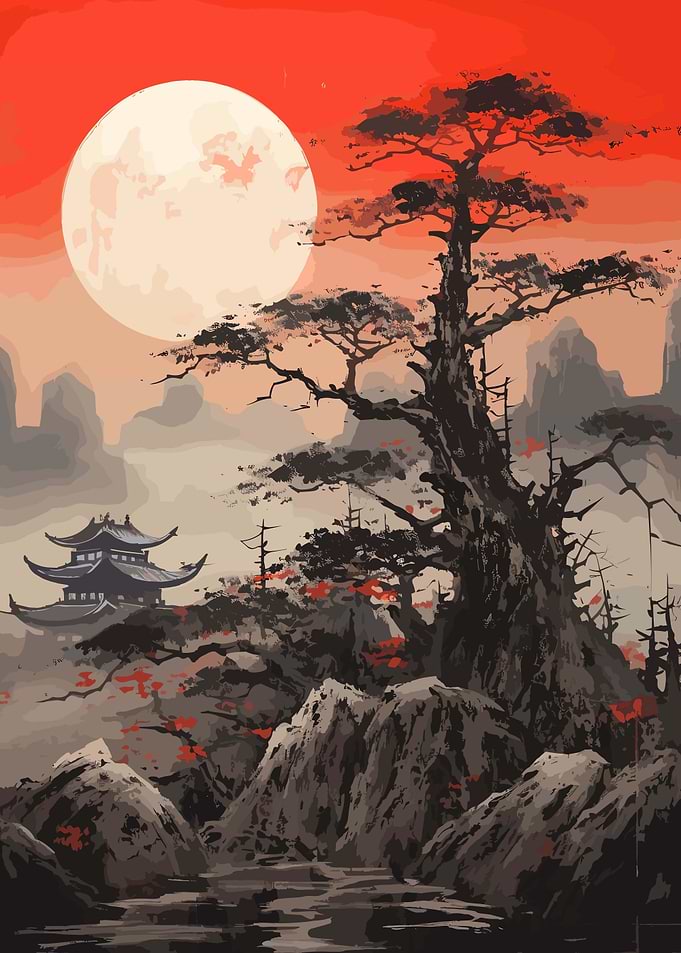 Red Moon Tree Dark