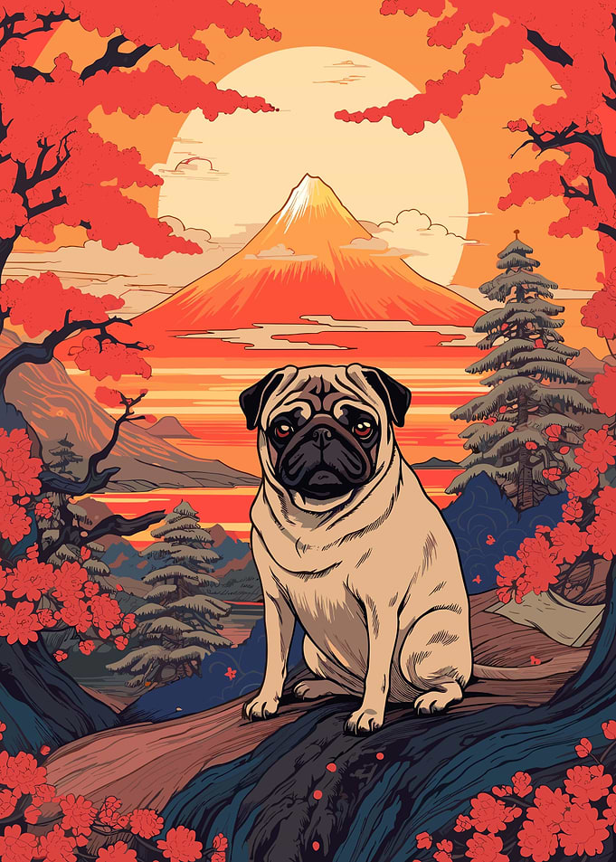 Dog Japanese Landscape