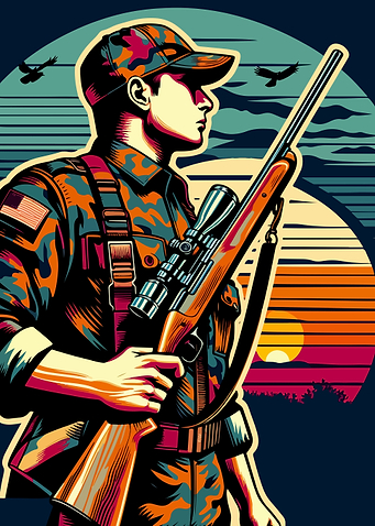 hunting sunset vintage