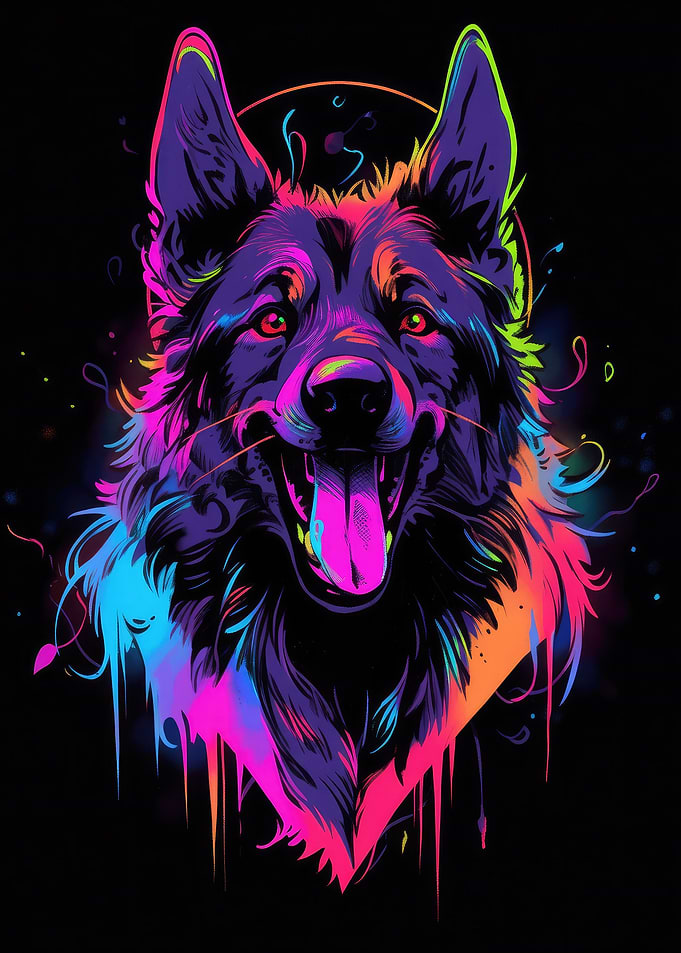 Dog Animal Neon Pet Friend