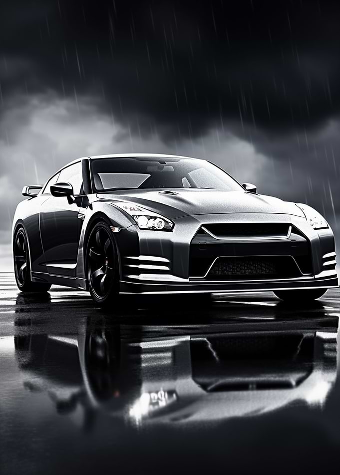 Nissan GTR R35 in rain