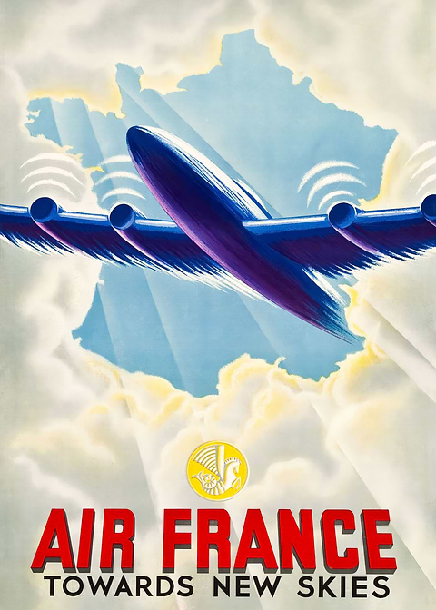 Air France Travel Poster — retro advertising art on metal