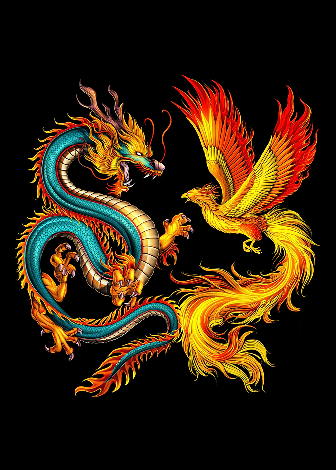 Asian Dragon and Phoenix