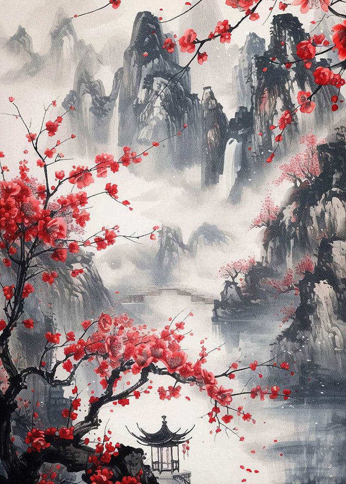 Cherry Blossom Landscape