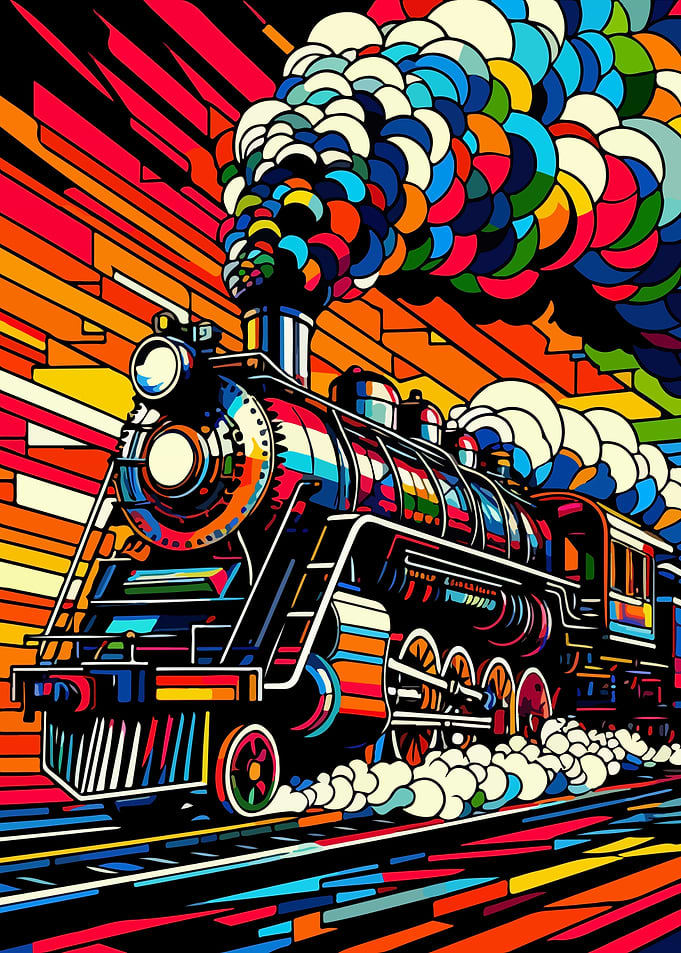 steam train sunset wpap