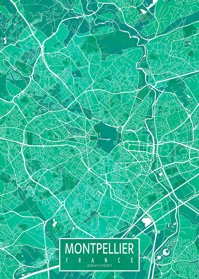 Montpellier Map Watercolor