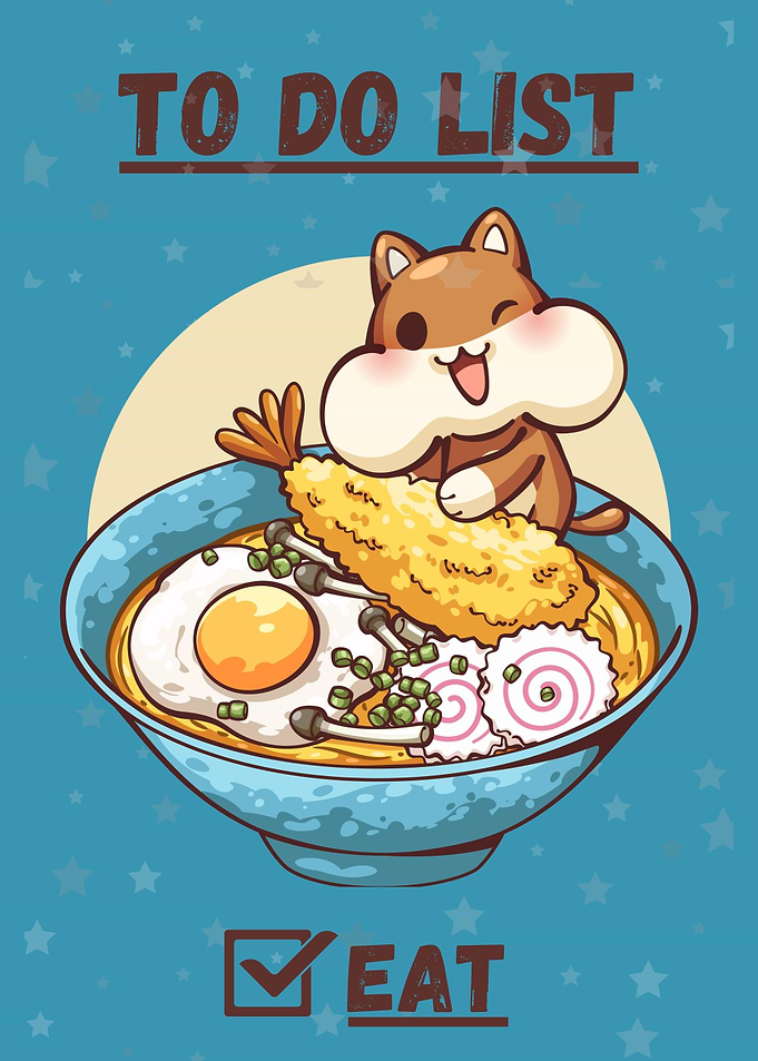 cute hamster eating ramen
