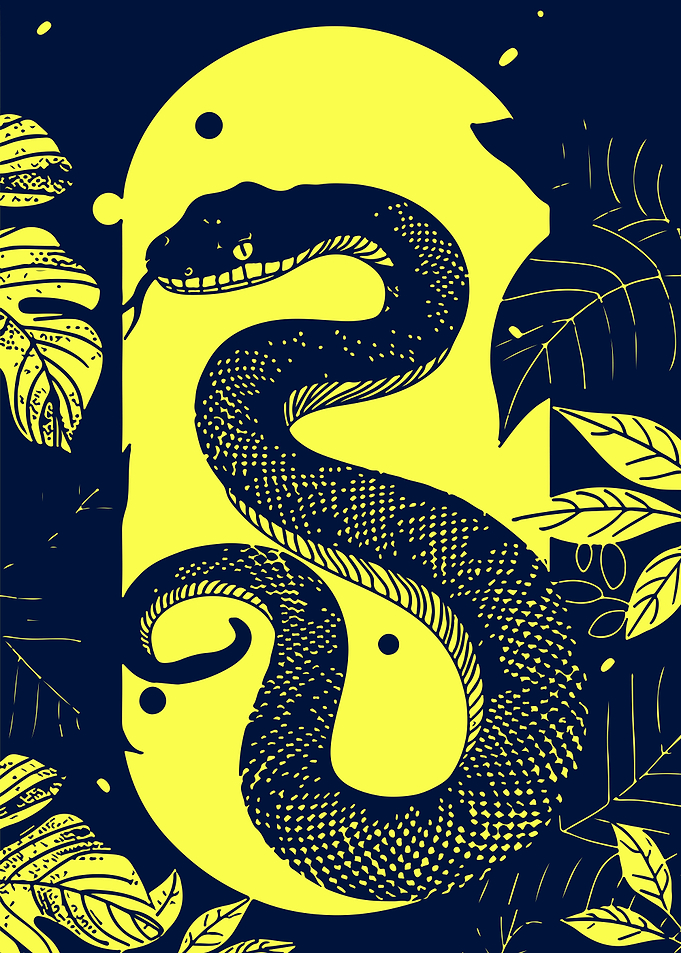 Serpent and leaves