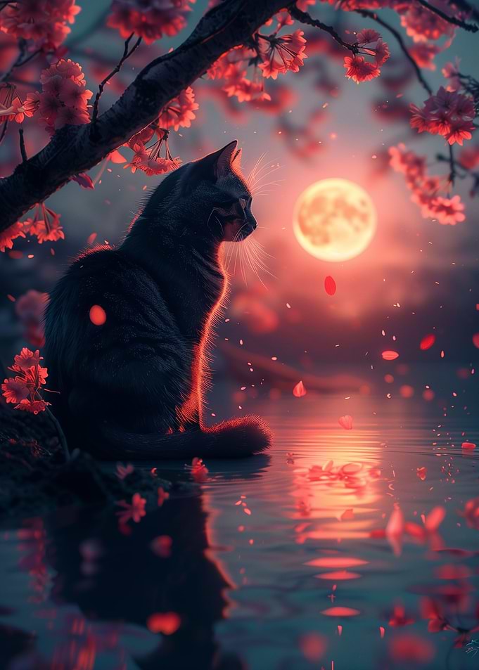 Cat Moon and Stars