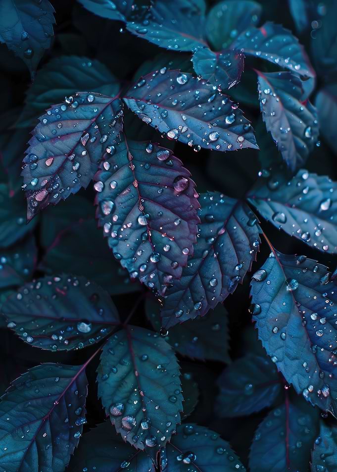 Leaves with water droplets