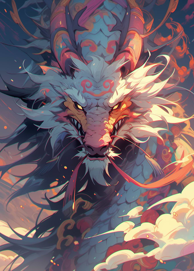 Neon Dragon Colorful Anime