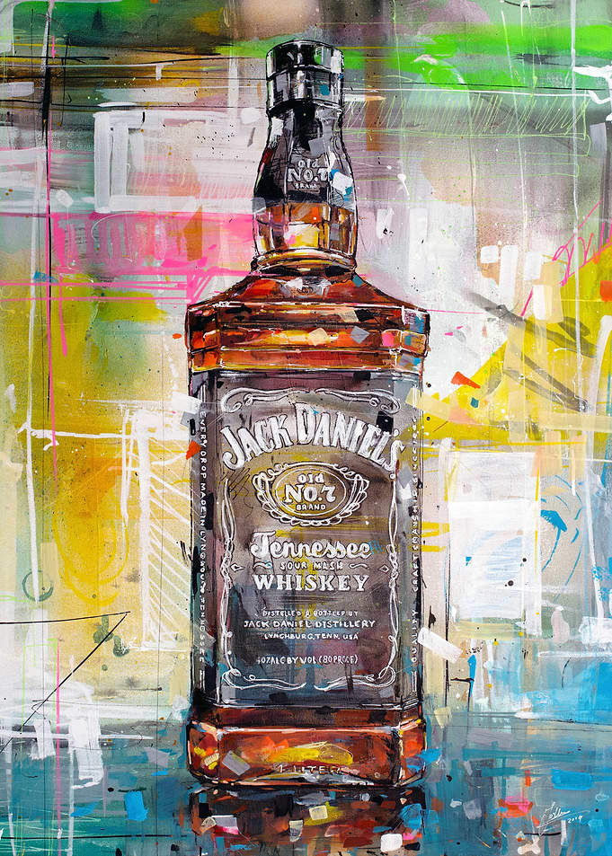 Whiskey bottle painting