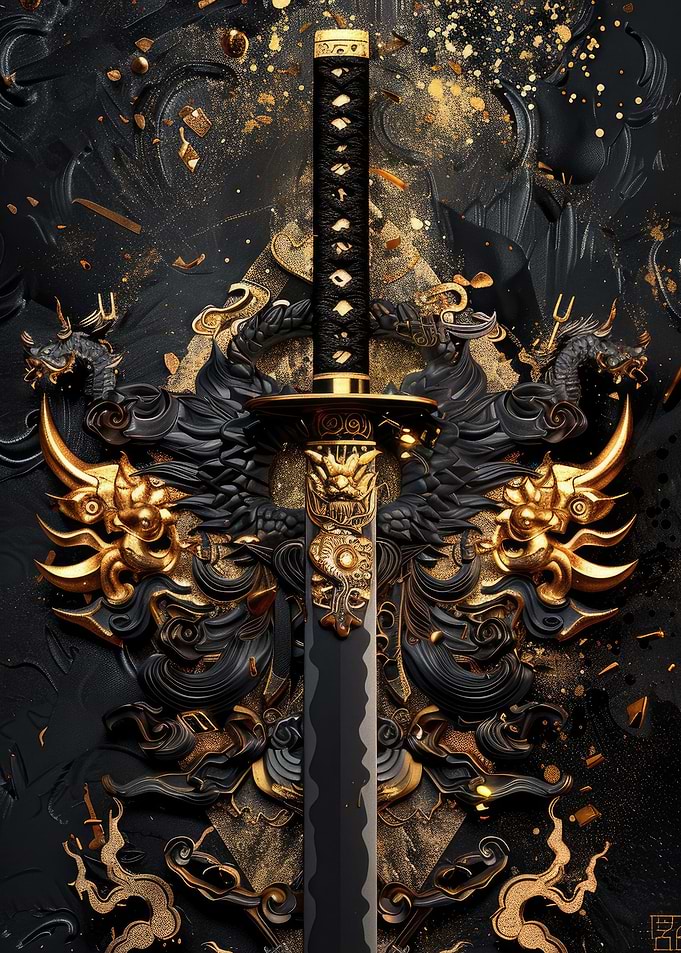 Black And Gold Katana
