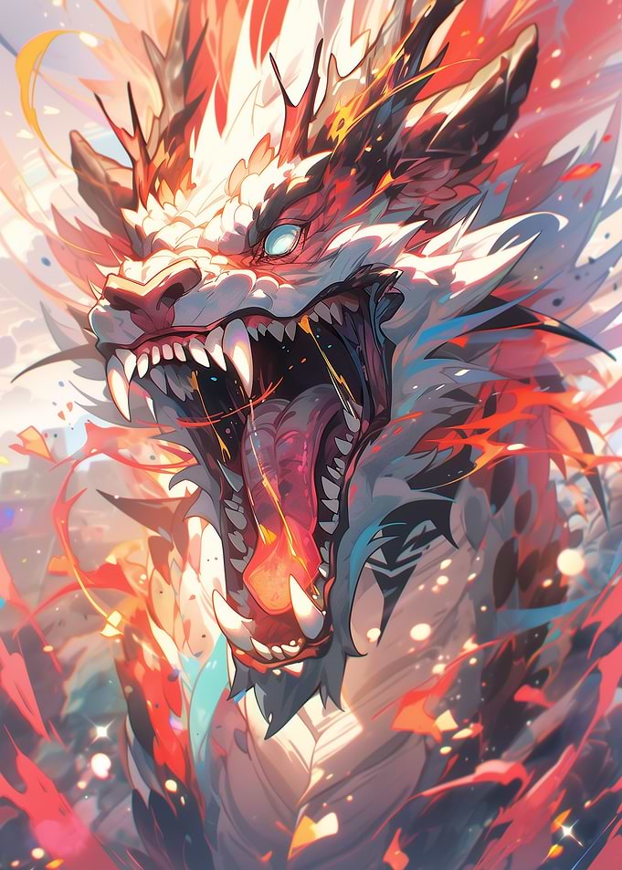 Neon Dragon Colorful Anime