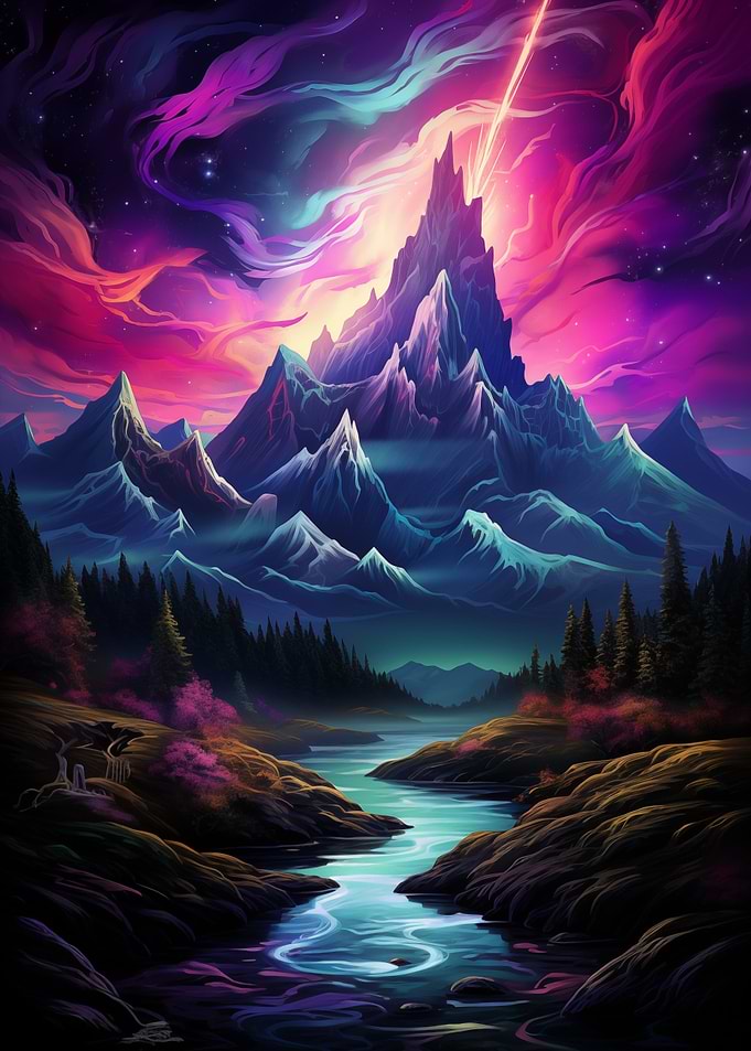 Mountain violet aurora