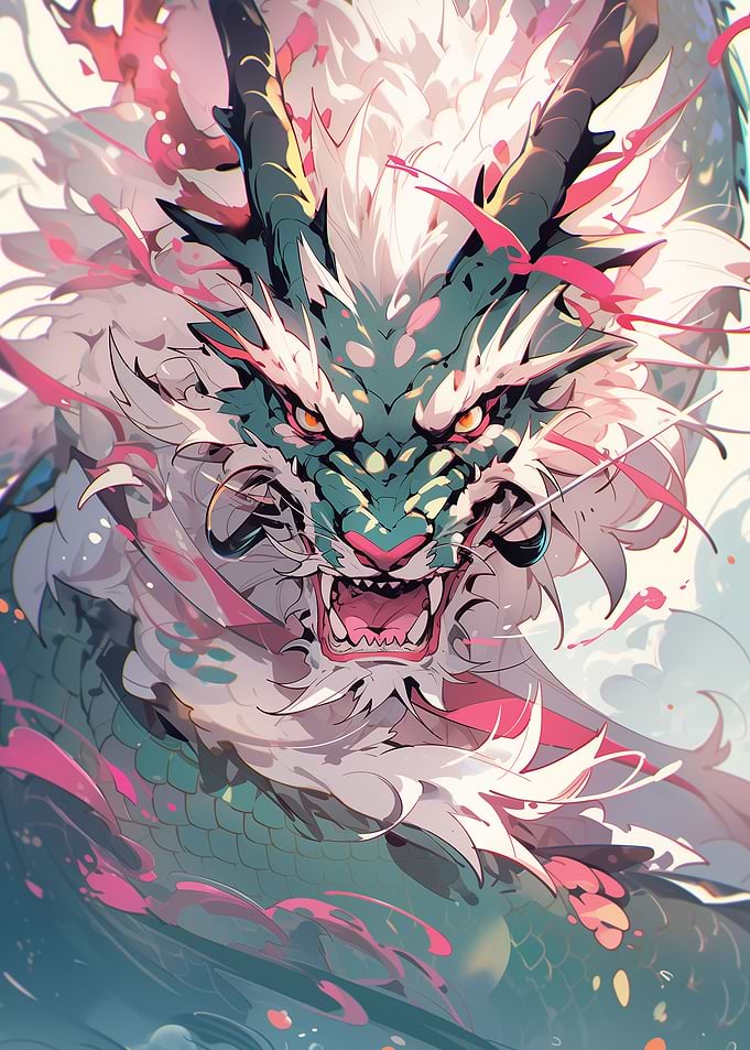 Neon Dragon Colorful Anime