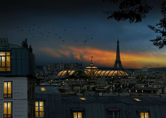 roofs of Paris blue hour