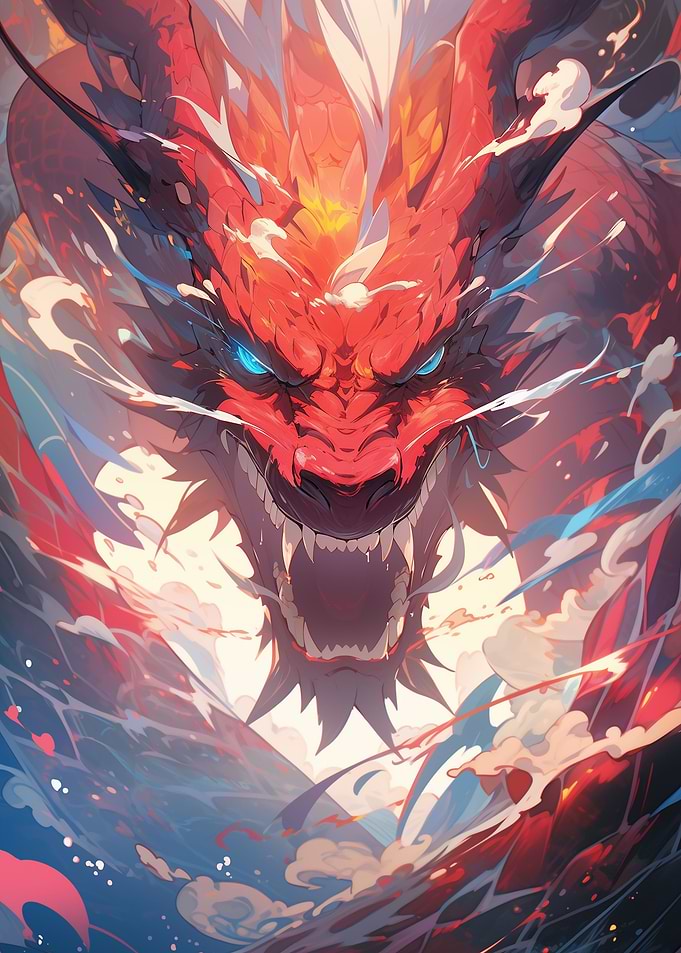 Neon Dragon Colorful Anime