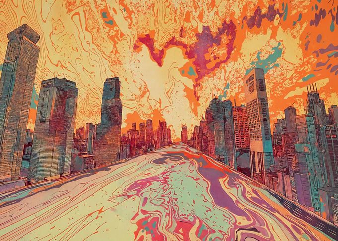 Abstract city and paint