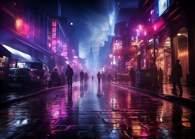Cyberpunk City Street