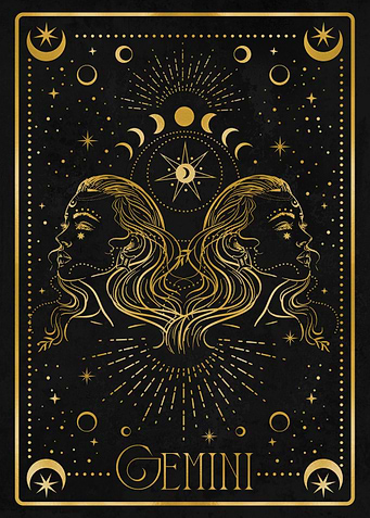 gemini gold zodiac card