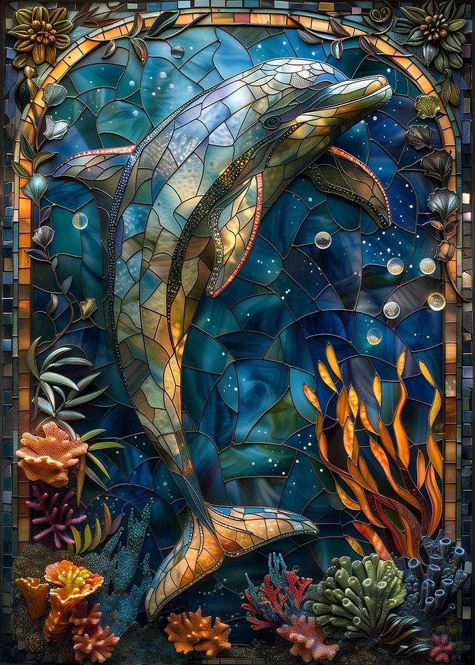 Stained Glass Dolphin