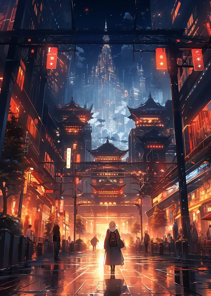 Night city landscape light