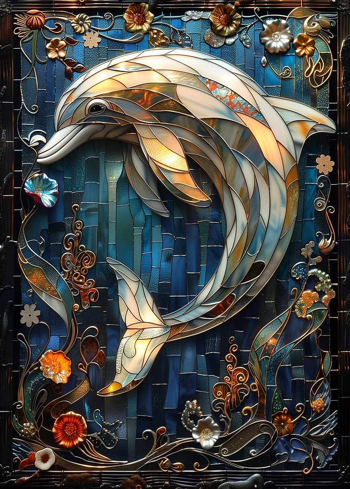 Stained Glass Dolphin