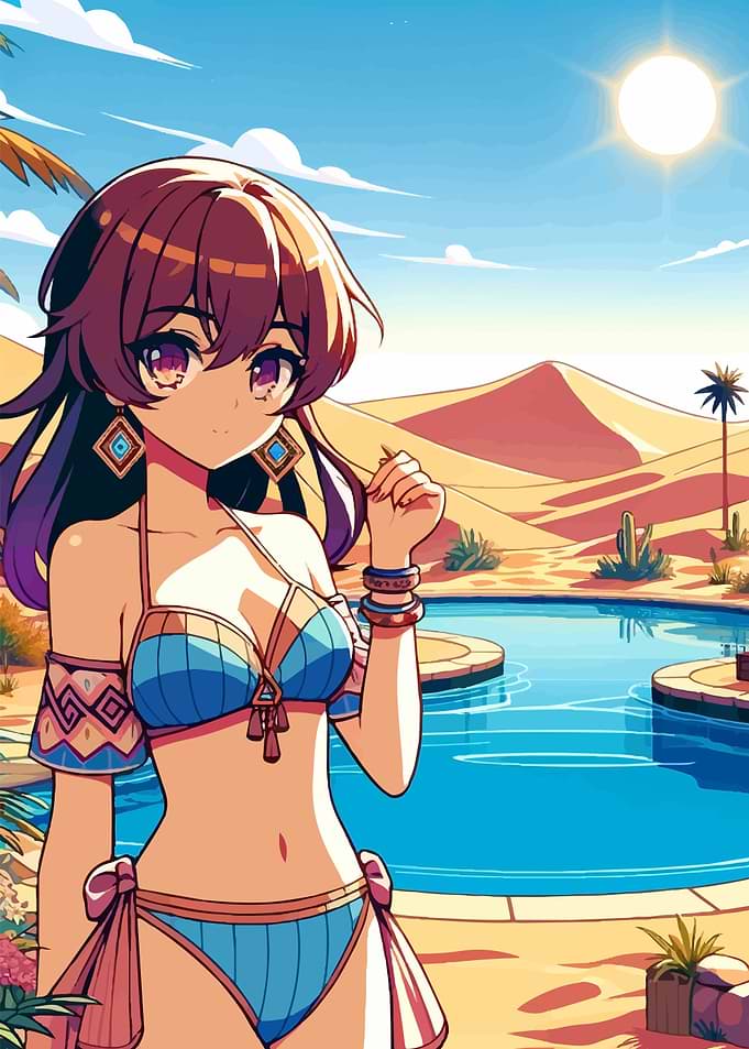 Sexy Anime Girl Sand Oasis