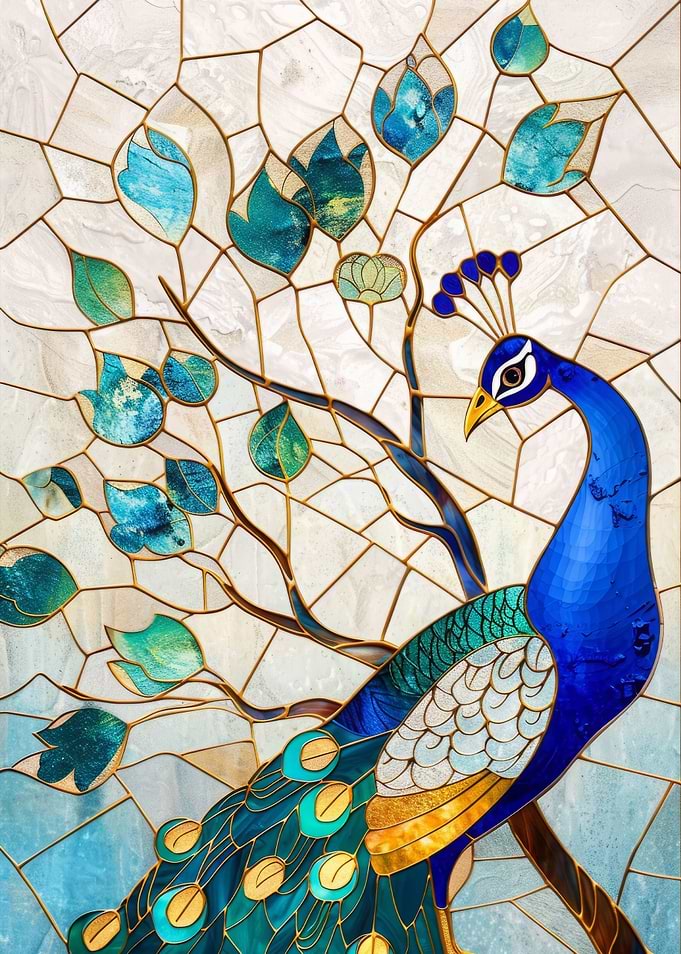 Peacock Floral Gold