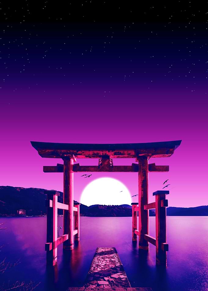 hakone shrine synthwave