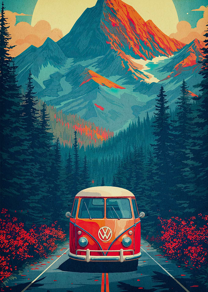 van on the beach