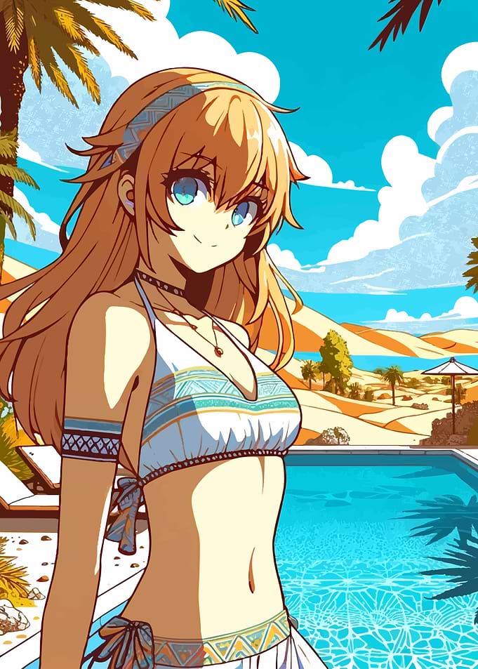 Sexy Anime Girl in Oasis