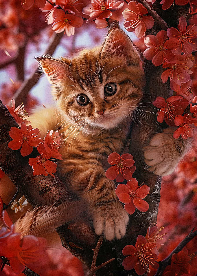 cherry blossom cat