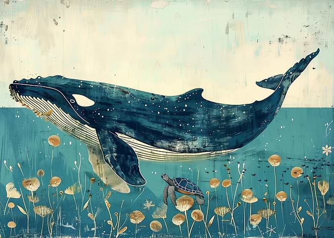 Whale art prints Watercolo