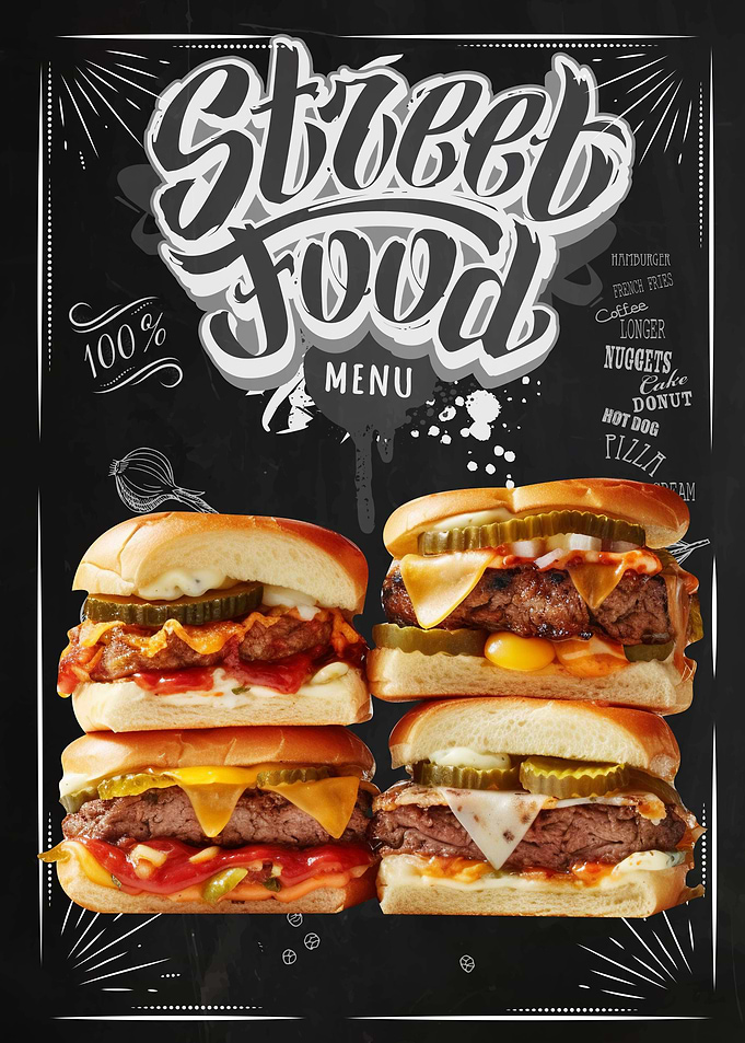 Street Food many Burgers