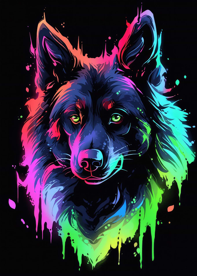 Dog Animal Neon Pet Friend