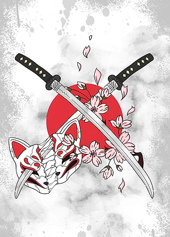 samurai sword and mask