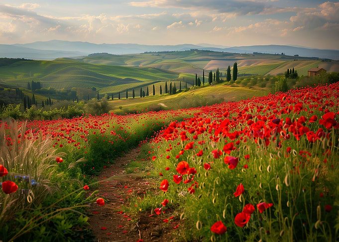 red poppies Tuscany