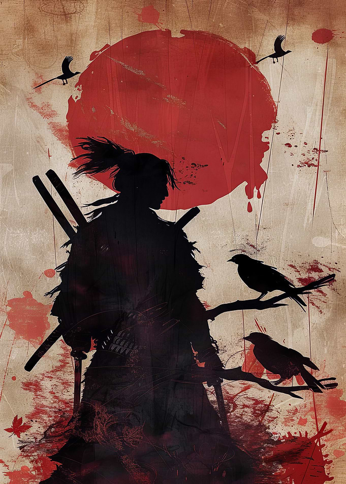 Black White Red Samurai