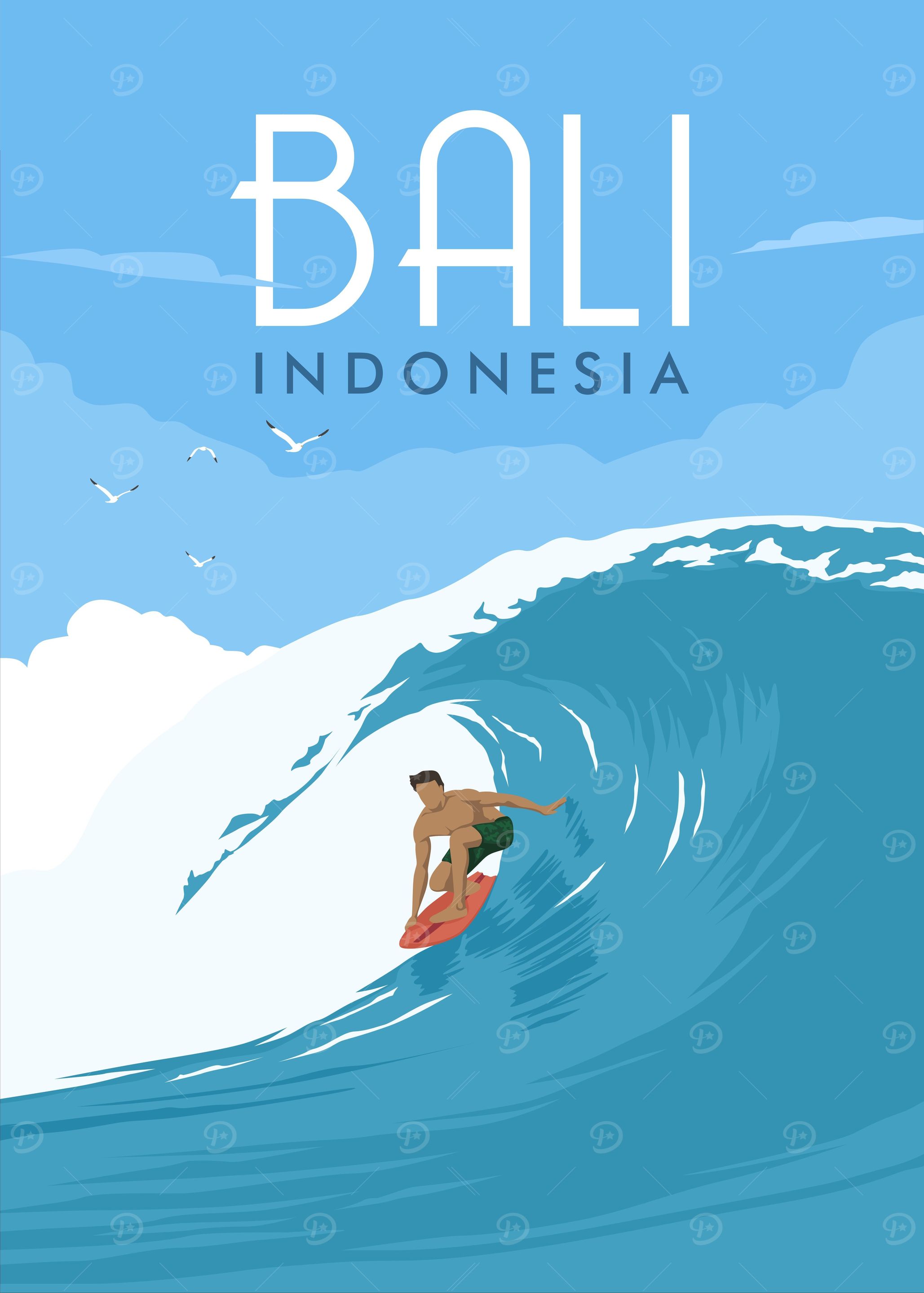 Wave of bali surf daylight