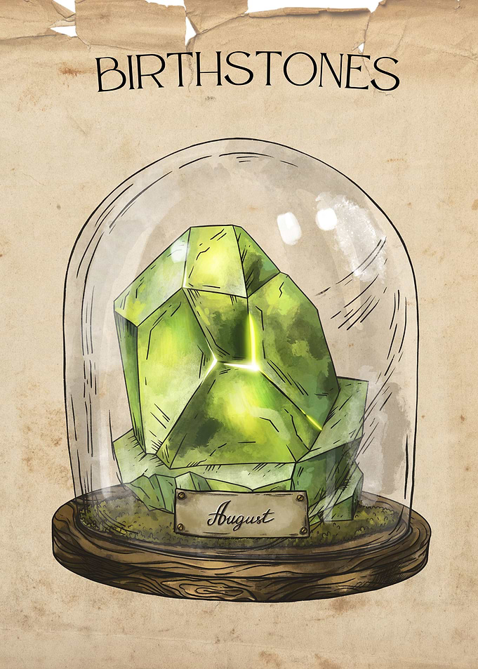 august birth stone poster