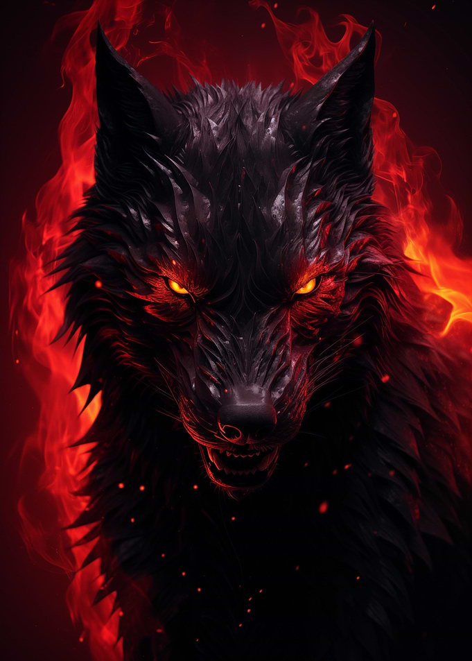 black Wolf red eyes
