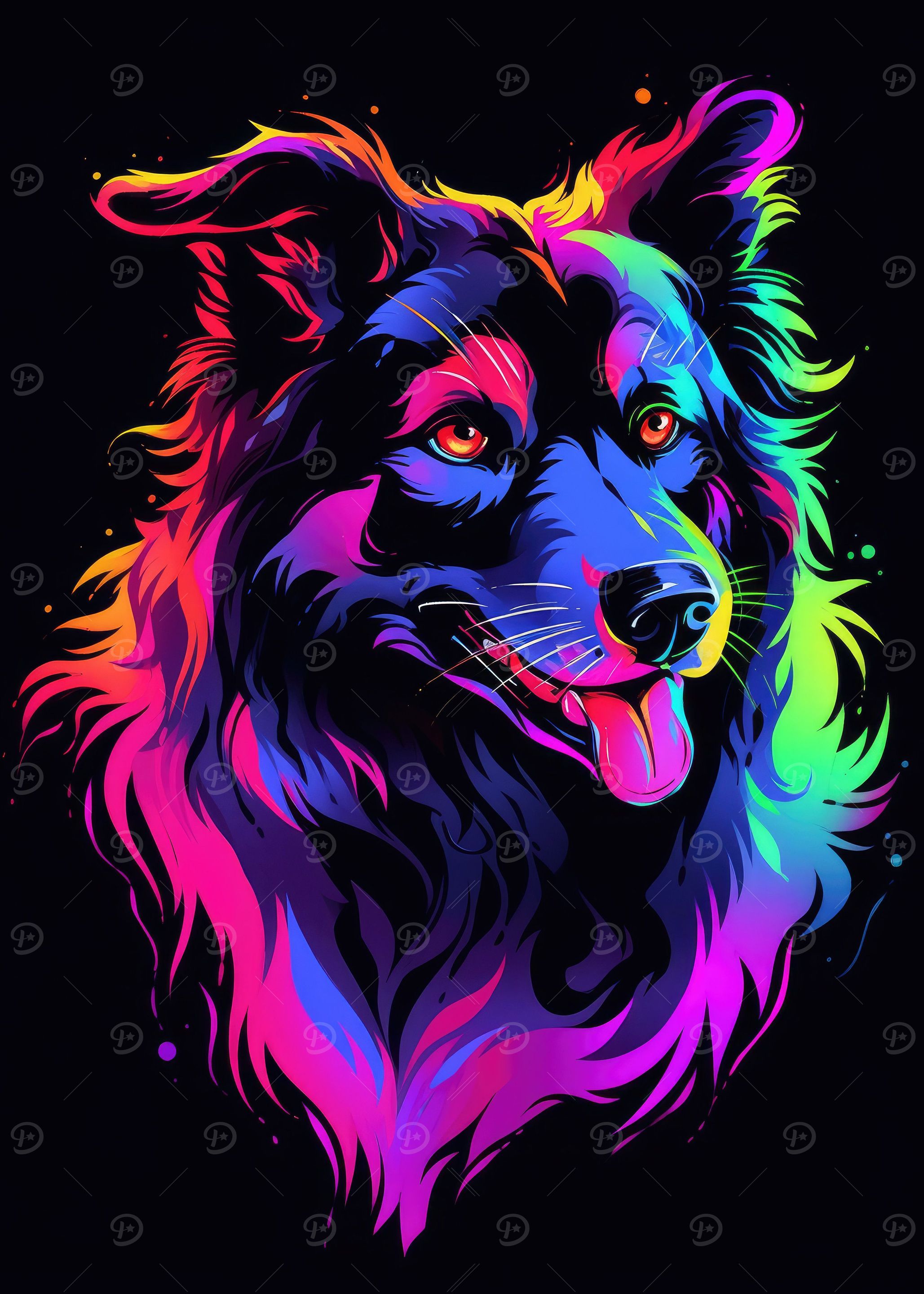 Dog Animal Neon Pet Friend