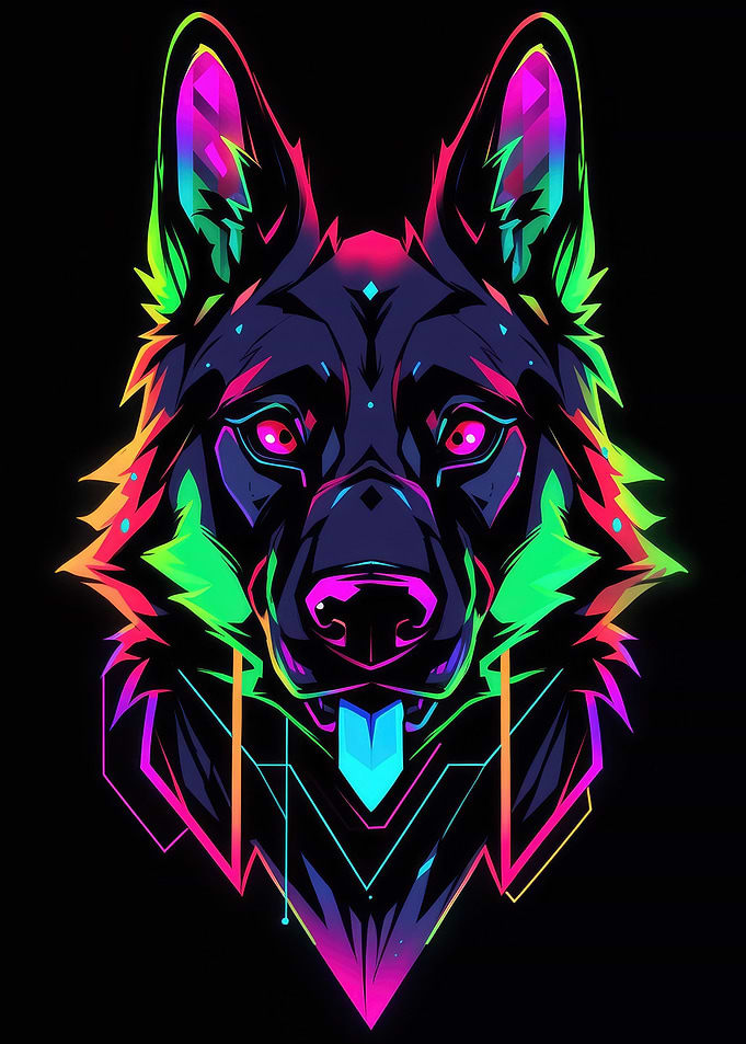 Dog Animal Neon Pet Friend