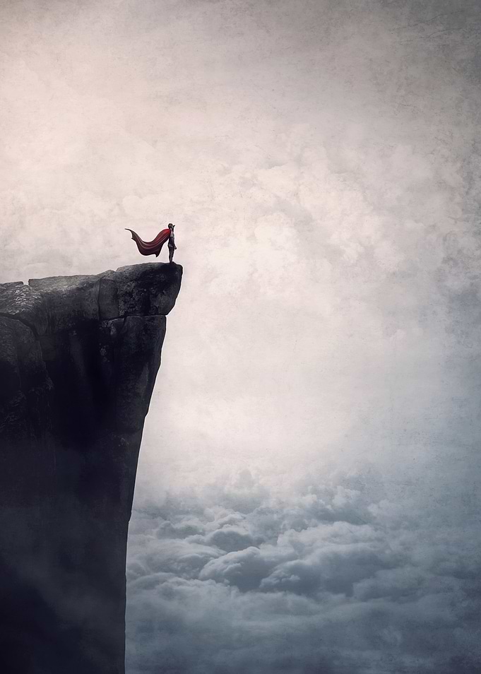 hero on the cliff