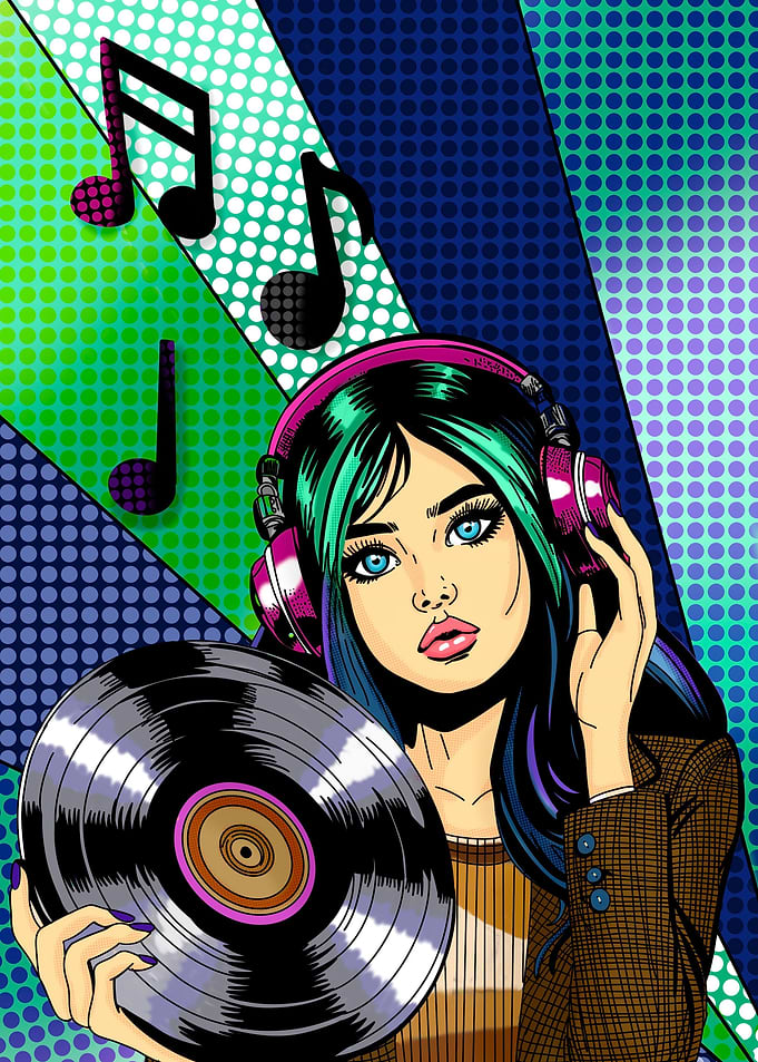 DJ Girl with Vinyl Album